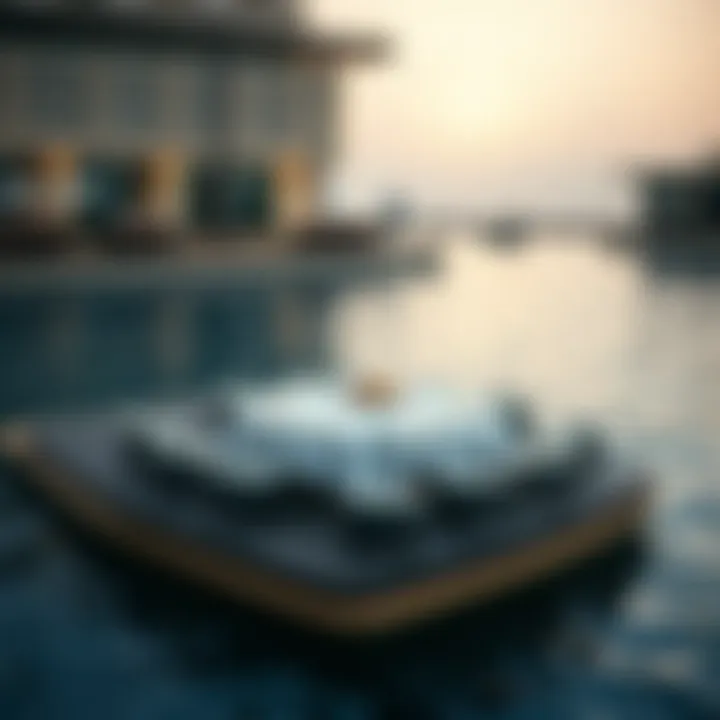 Luxury dining setup on a floating platform