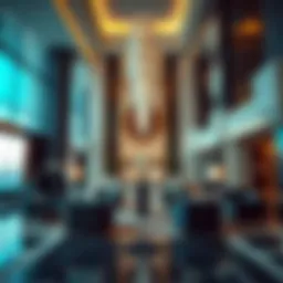 Luxurious lobby of فندق الراحة showcasing modern design elements