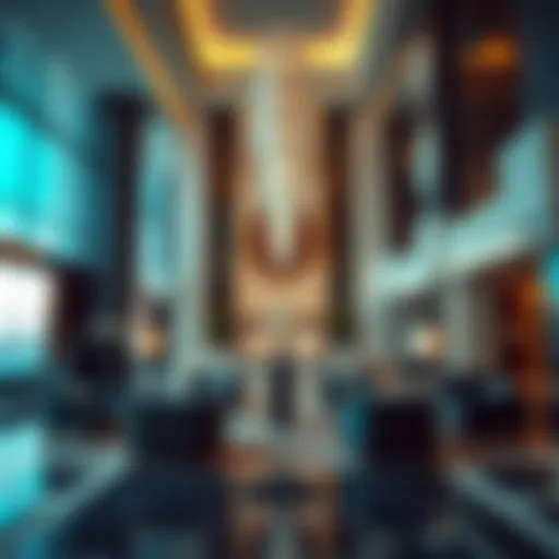 Luxurious lobby of فندق الراحة showcasing modern design elements