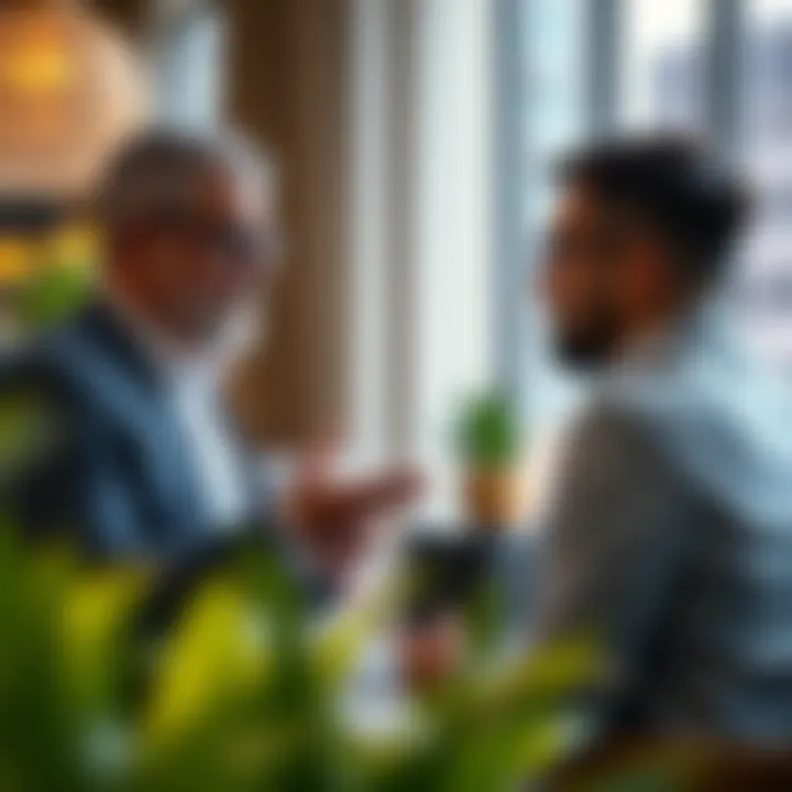 Real estate agent discussing property trends with clients