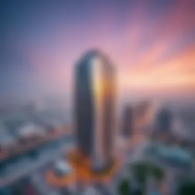 Aerial view of the Hudaiba Awards Building showcasing its modern architecture