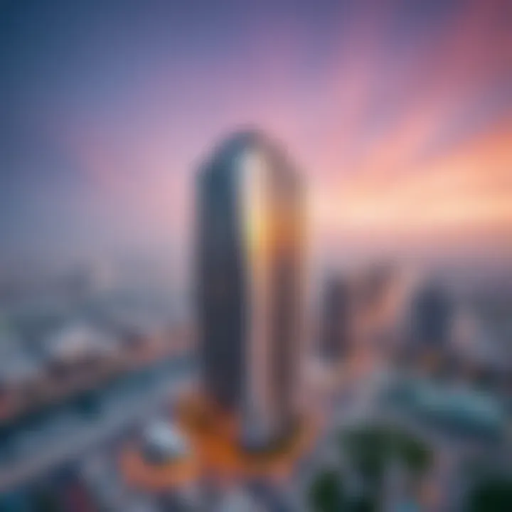 Aerial view of the Hudaiba Awards Building showcasing its modern architecture