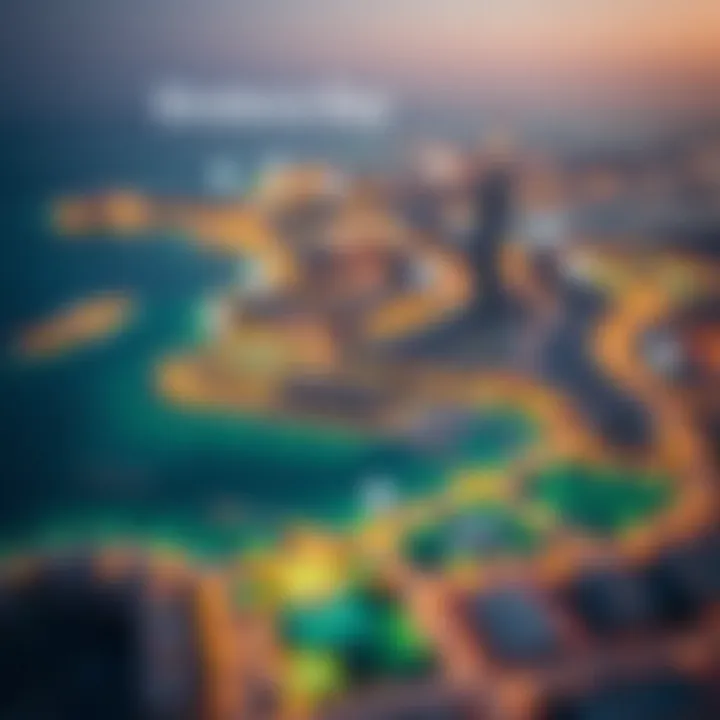 Map highlighting Jumeirah Bay Island's strategic location within Dubai.