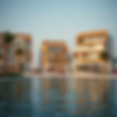 Luxurious beachfront properties on Jumeirah Bay Island.