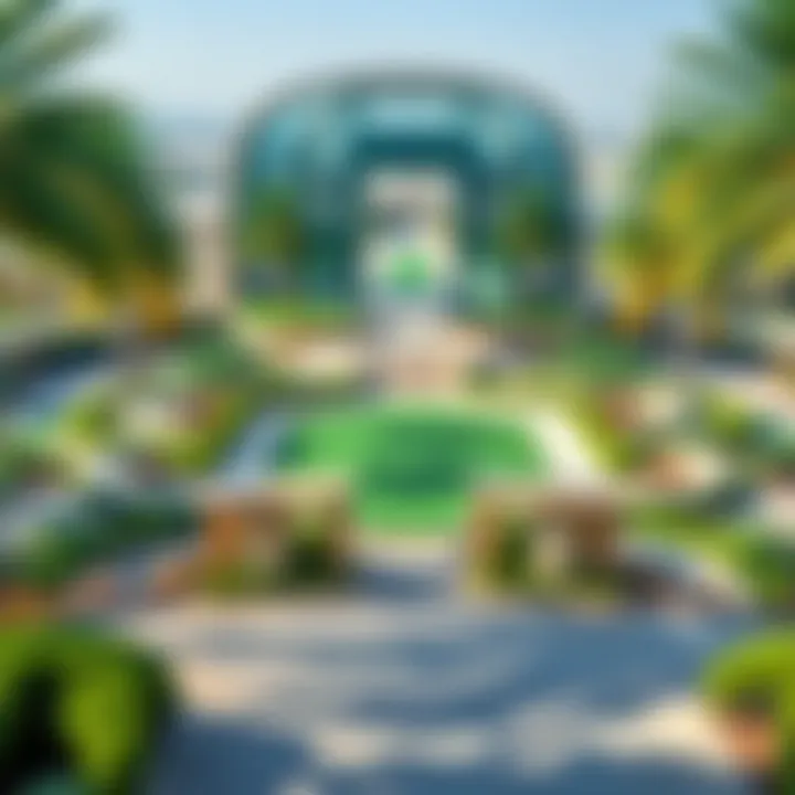 A panoramic view of Khalifa Park showcasing its lush greenery and architectural beauty