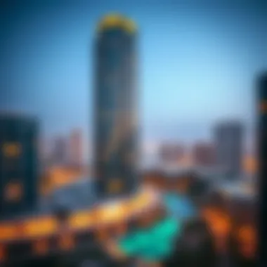 Panoramic view of the vibrant community surrounding Lake Central Tower 1