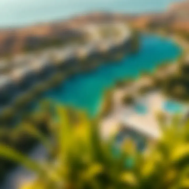 Aerial Perspective of Lanai Island's Luxurious Villas Aerial view of Lanai Island showcasing its luxurious villas and lush landscapes