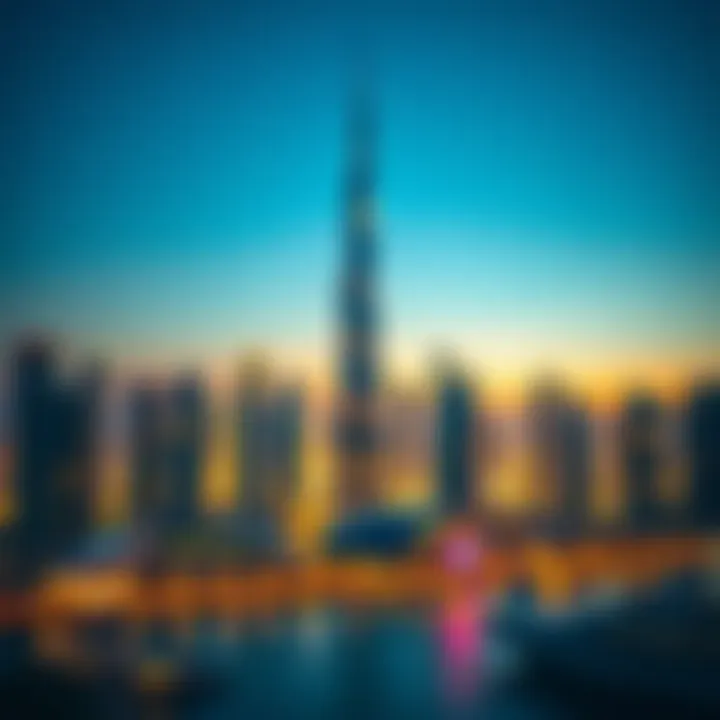 Breathtaking skyline of Dubai Marina with Manchester Tower prominently featured