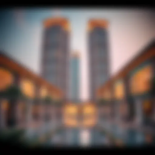 Stunning architectural view of مركز المنارة دبي showcasing modern design