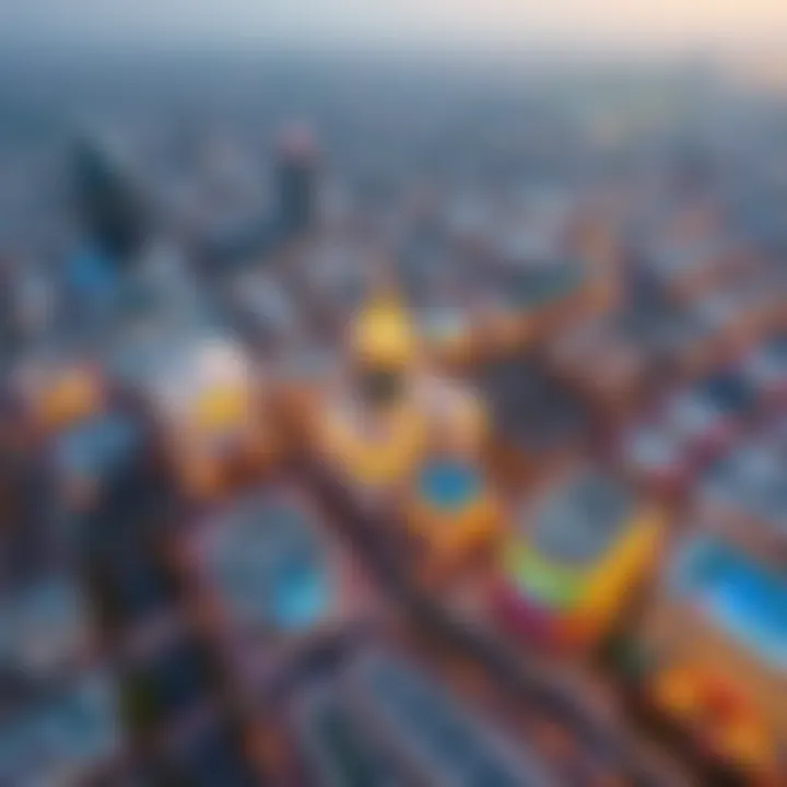 Strategic Location of منار مول in Dubai Aerial view highlighting the strategic location of منار مول in Dubai