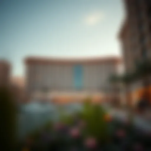 Stunning view of the Monaco Hotel on the World Islands in Dubai