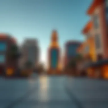 An artistic representation of Nasser Square highlighting its cultural landmarks and real estate developments