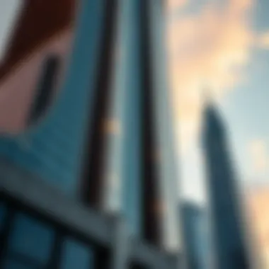 Close-up of the architectural details of Nation Tower