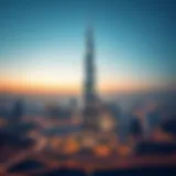 A panoramic view of Nation Tower against the Abu Dhabi skyline