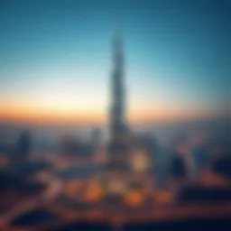 A panoramic view of Nation Tower against the Abu Dhabi skyline