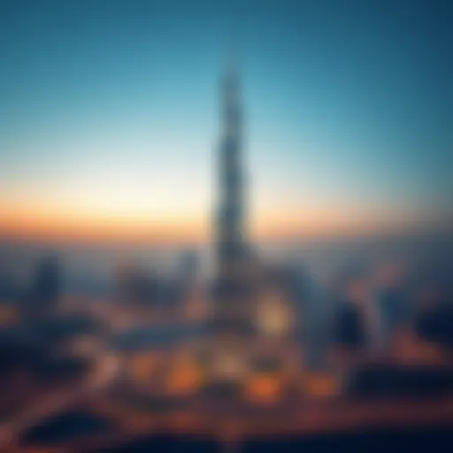 A panoramic view of Nation Tower against the Abu Dhabi skyline