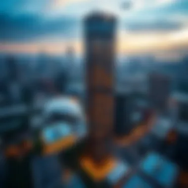 View of the urban landscape surrounding Nation Tower