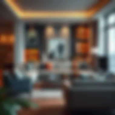 Modern living room setup showcasing trendy designs