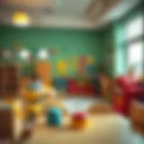 A vibrant nursery classroom filled with educational materials and joyful learning environments.