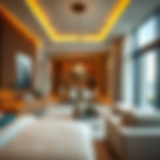 Modern interior of a one-bedroom apartment in Dubai showcasing urban lifestyle