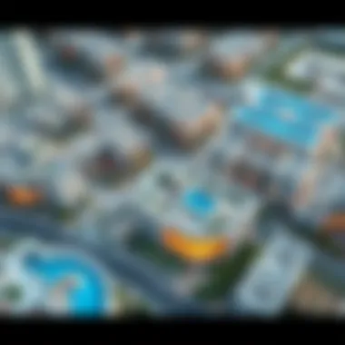 Aerial view of the Peninsula 5 development showcasing its modern architecture and layout