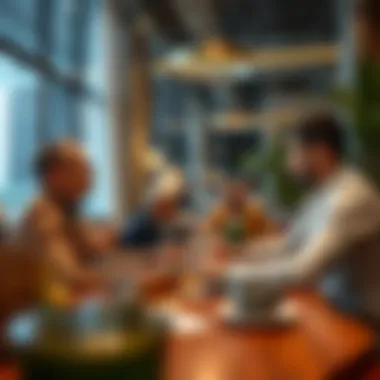 Business meeting discussing salon investments