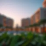 Modern Architecture of Savoy Park Hotel Apartments A panoramic view of Savoy Park Hotel Apartments showcasing its modern architecture.