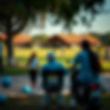 Public park in South Shamkha with families enjoying outdoor activities