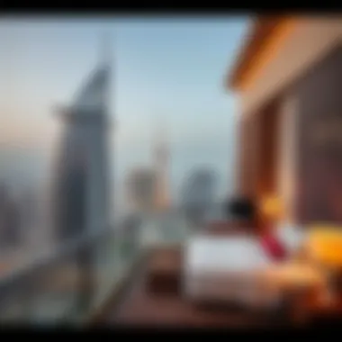 Panoramic view of a studio hotel with skyline in the background