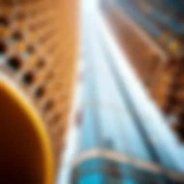 An architectural close-up showcasing the intricate design elements of the building