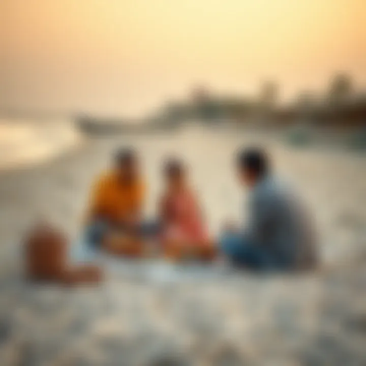 Family Picnic on a Quiet Sharjah Beach Family enjoying a picnic on a calm beach in Sharjah