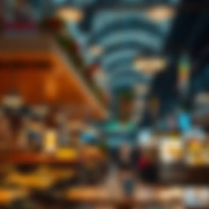 Trendy food court with various culinary options