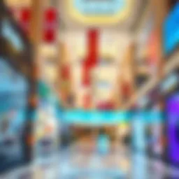 A vibrant shopping mall interior showcasing diverse retail outlets