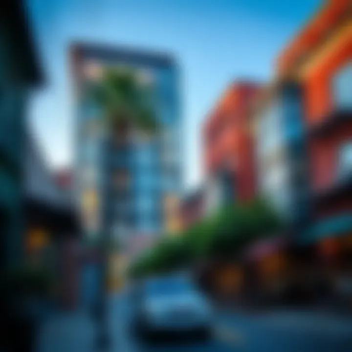 Neighborhood Atmosphere Around The Cove Building Vibrant neighborhood surrounding The Cove Building