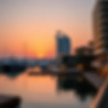 Sunset view over Dubai Marina Yacht Club
