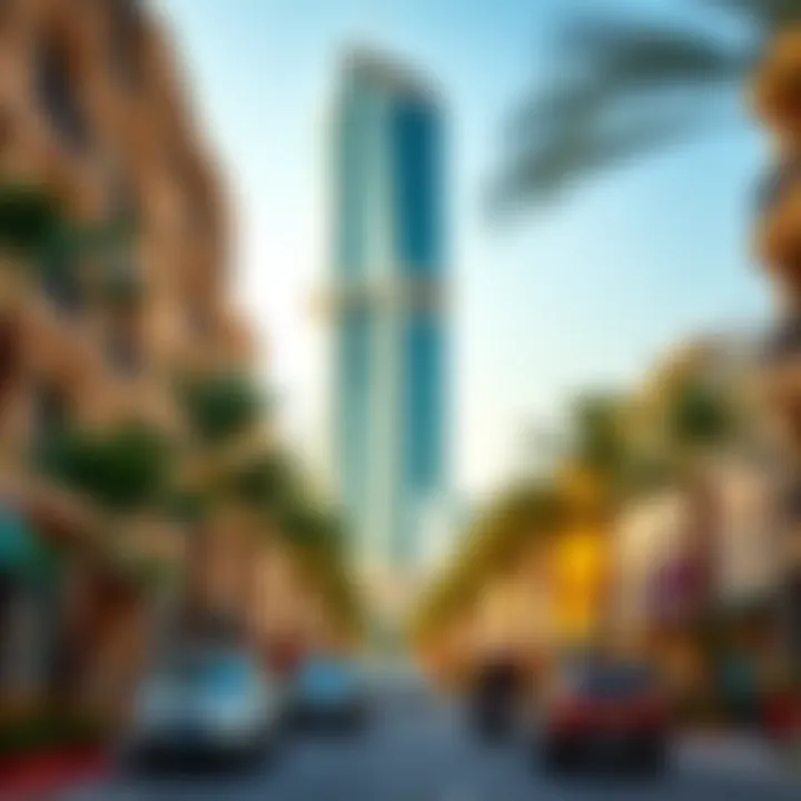 Vibrant neighborhood surrounding Escan Tower