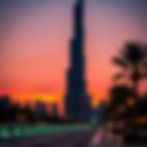 The majestic silhouette of Burj Khalifa during sunset