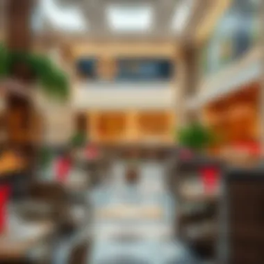 A beautifully designed dining area within the Galleria Mall featuring diverse cuisines