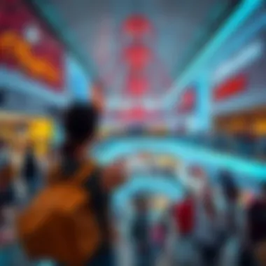 A panoramic view capturing the lively atmosphere of visitors enjoying their time at Galleria Mall