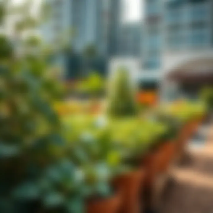 Community garden in Dubai's Green Community promoting sustainable living