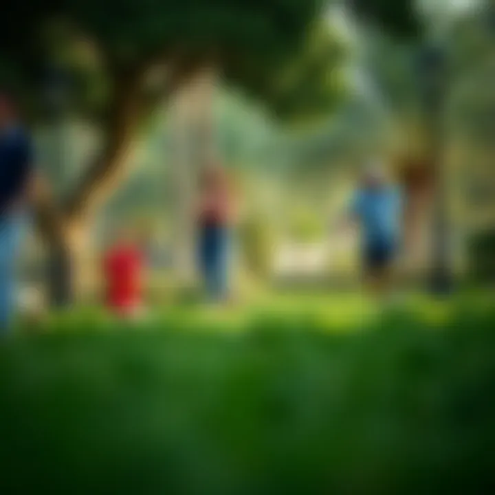 Residents enjoying recreational activities in a park within the Green Community