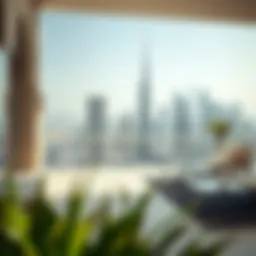 Luxurious terrace overlooking Dubai skyline