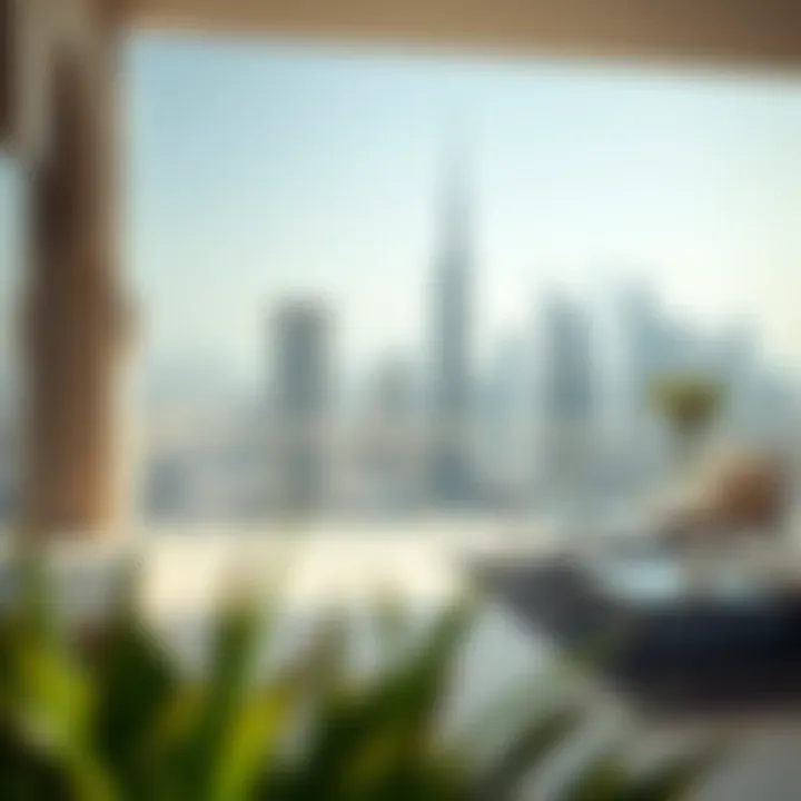 Luxurious terrace overlooking Dubai skyline