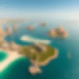 Aerial view of Saadiyat Island showcasing its pristine beaches and cultural landmarks.