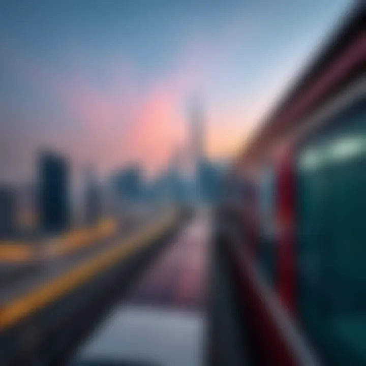 Panoramic View of Dubai's Skyline from Metro Station A panoramic view of Dubai's skyline from a metro station.