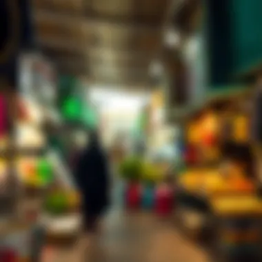 A vibrant market scene showcasing local shops and community gatherings in Mushrif.