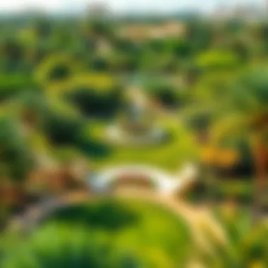 A panoramic view of Mushrif Park showcasing its lush greenery and recreational facilities.