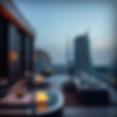 Luxurious rooftop lounge with modern decor