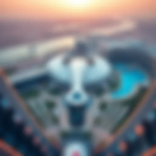 Aerial View of Yas 1 Aerial view showcasing Yas 1's unique architectural features