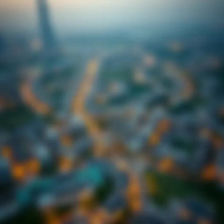 Aerial shot illustrating the surrounding community of Fahad Tower 2